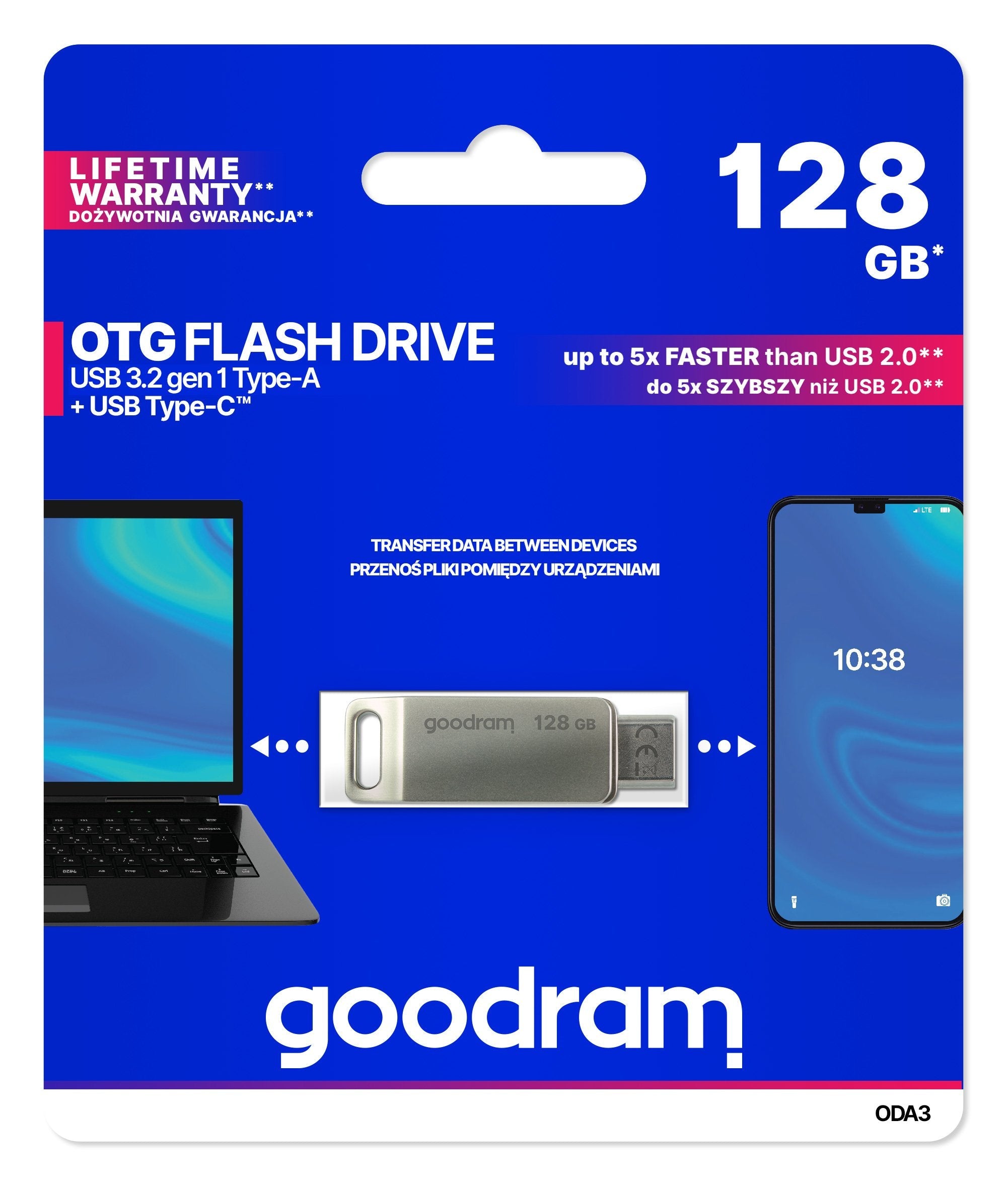 Pendrive Goodram 128gb Oda3 Plateado [Usb 3.2 / Usb Tipo C]