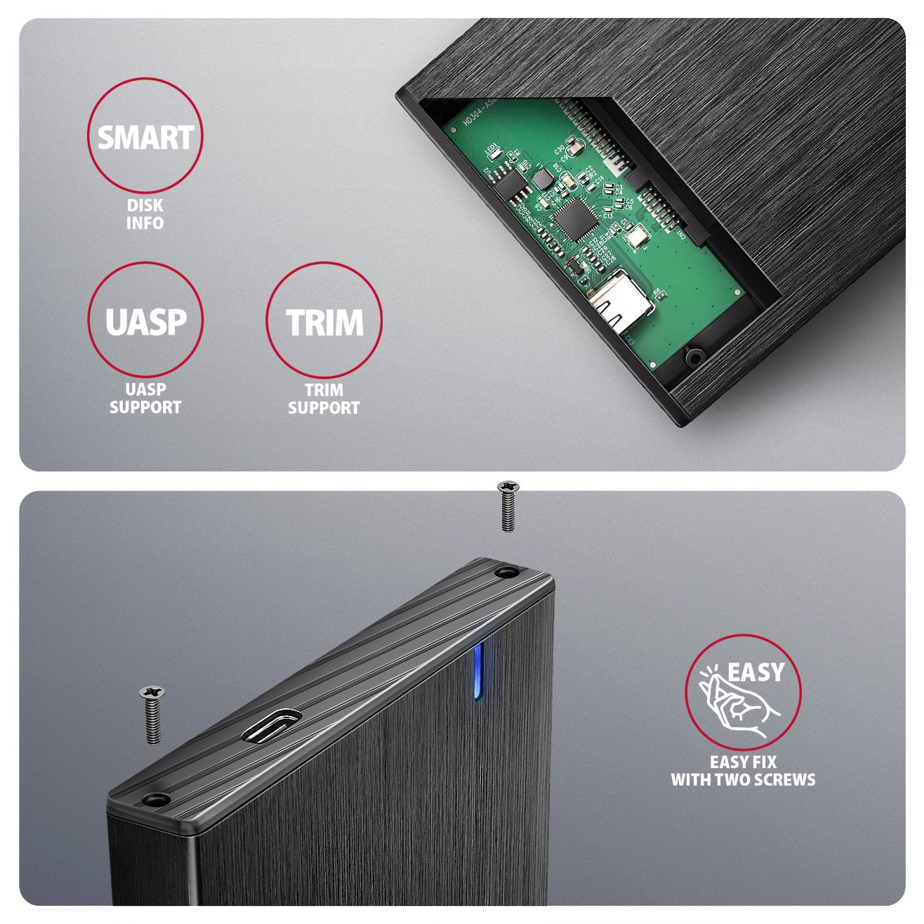 EAN 8595247908919 - Axagon EE25-XA6C caja para disco duro externo Carcasa de disco duro/SSD Negro 2.5" imagen 6