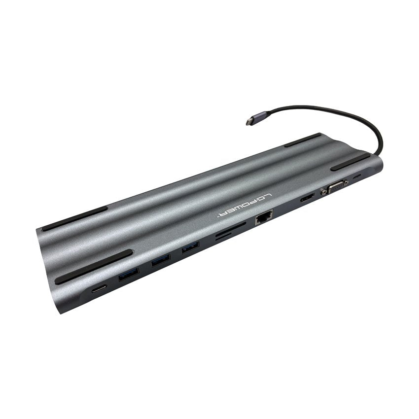 Lc-Power Lc-Hub-C-Multi-8 Base Para Portátil Y Replicador De Puertos Alámbrico Usb 3.2 Gen 1 (3.1 Gen 1) Type-C Negro, Plata