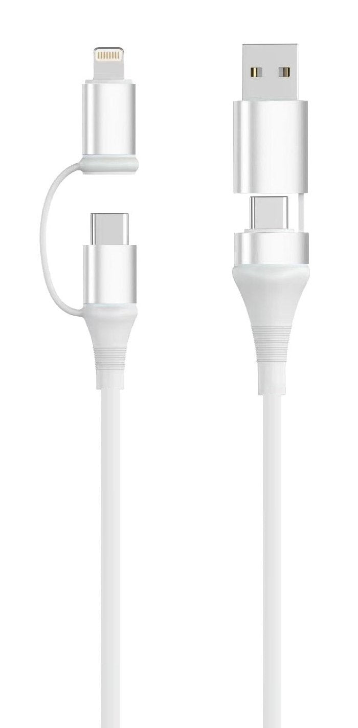 Cable Ewent Ec1075 Usb-C 4 En 1 - 60w - 1 Metro - Usb-C, Usb-A, Lightning - Blanco