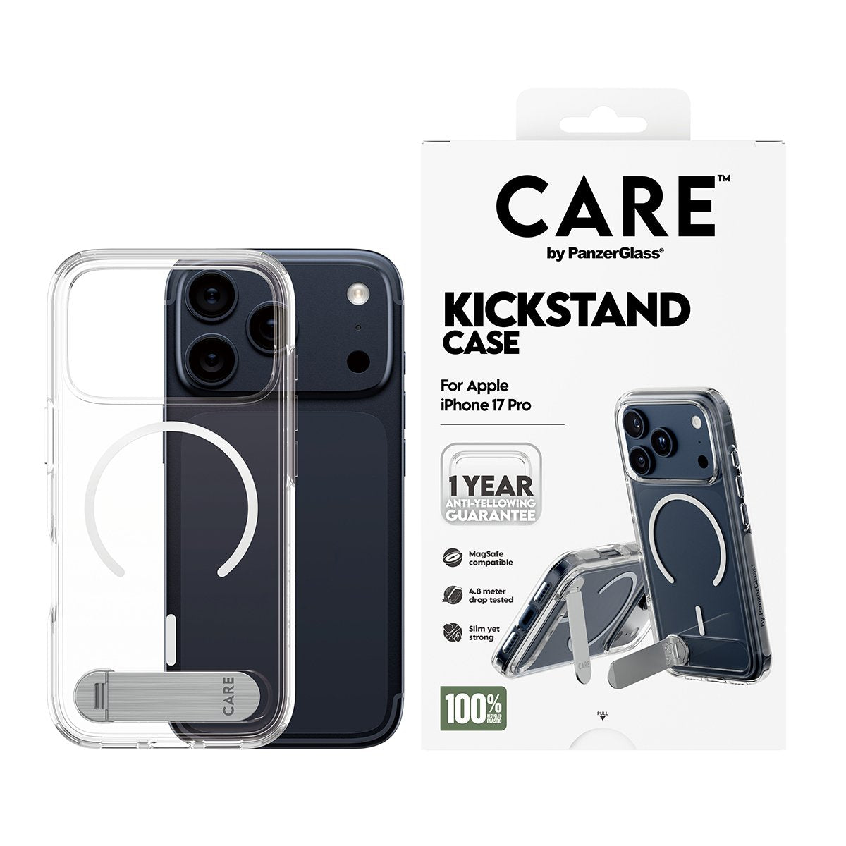 Panzerglass Care By ® Kickstand Case Transparente M. Magsafe Iphone 18 Pro  17 Pro, Cover, Apple, Apple - Iphone 17 Pro, Apple - Iphone 18 Pro, Transparente