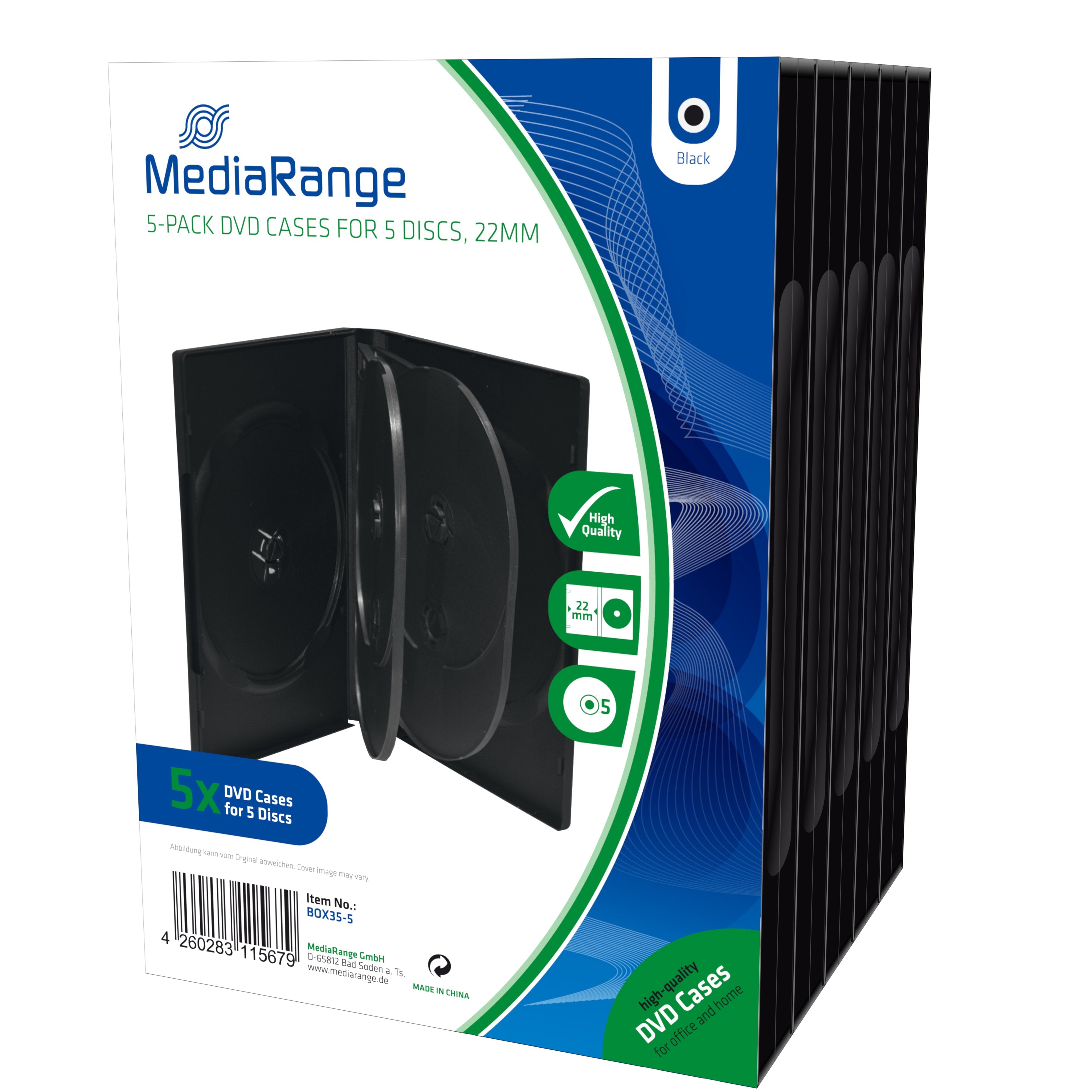 EAN 4260283115679 - MediaRange BOX35-5 funda para discos ópticos Funda de DVD 5 discos Negro imagen 1