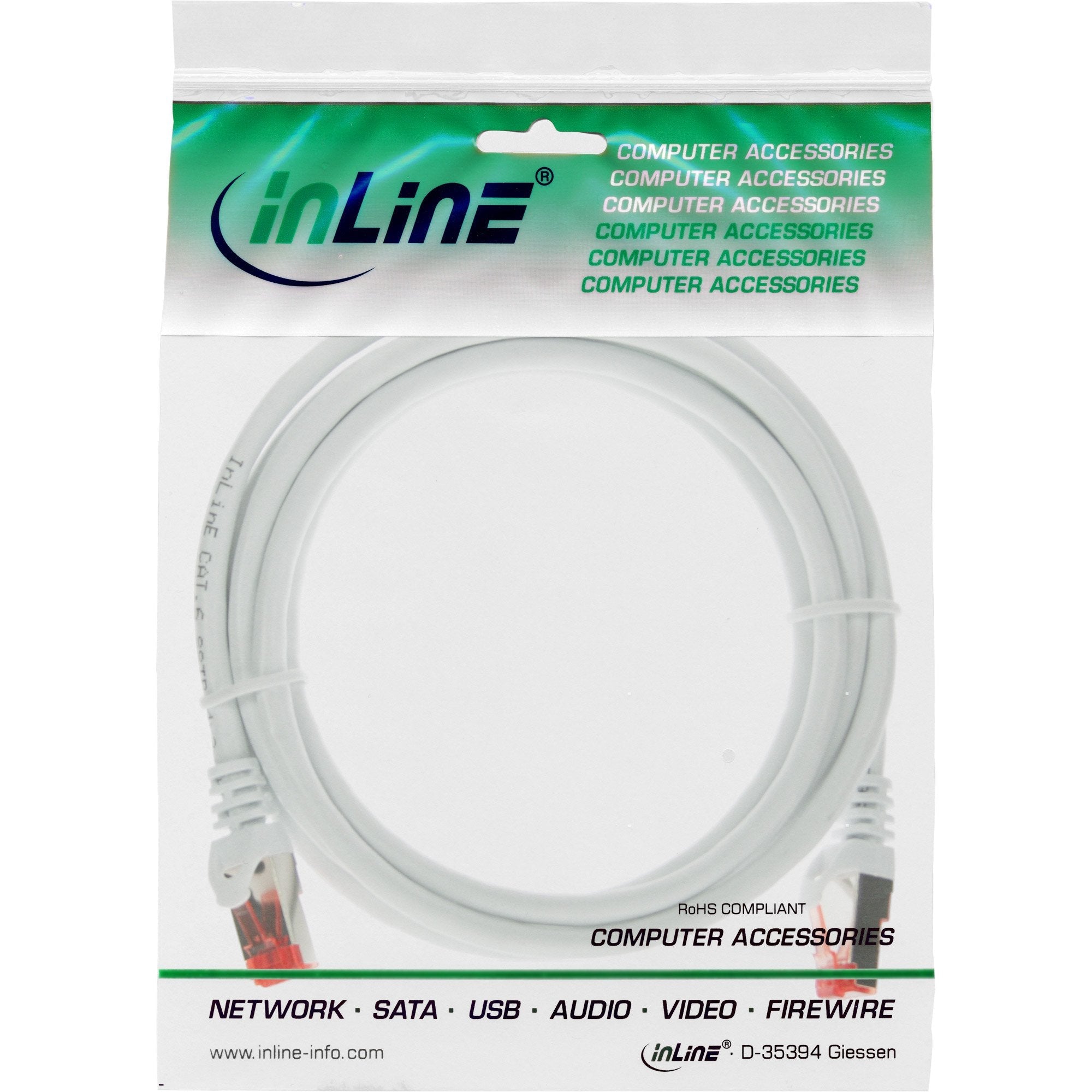 Cable De Red Inline S/Ftp Pimf Cat.6 250mhz Pvc Cca Blanco 1m
