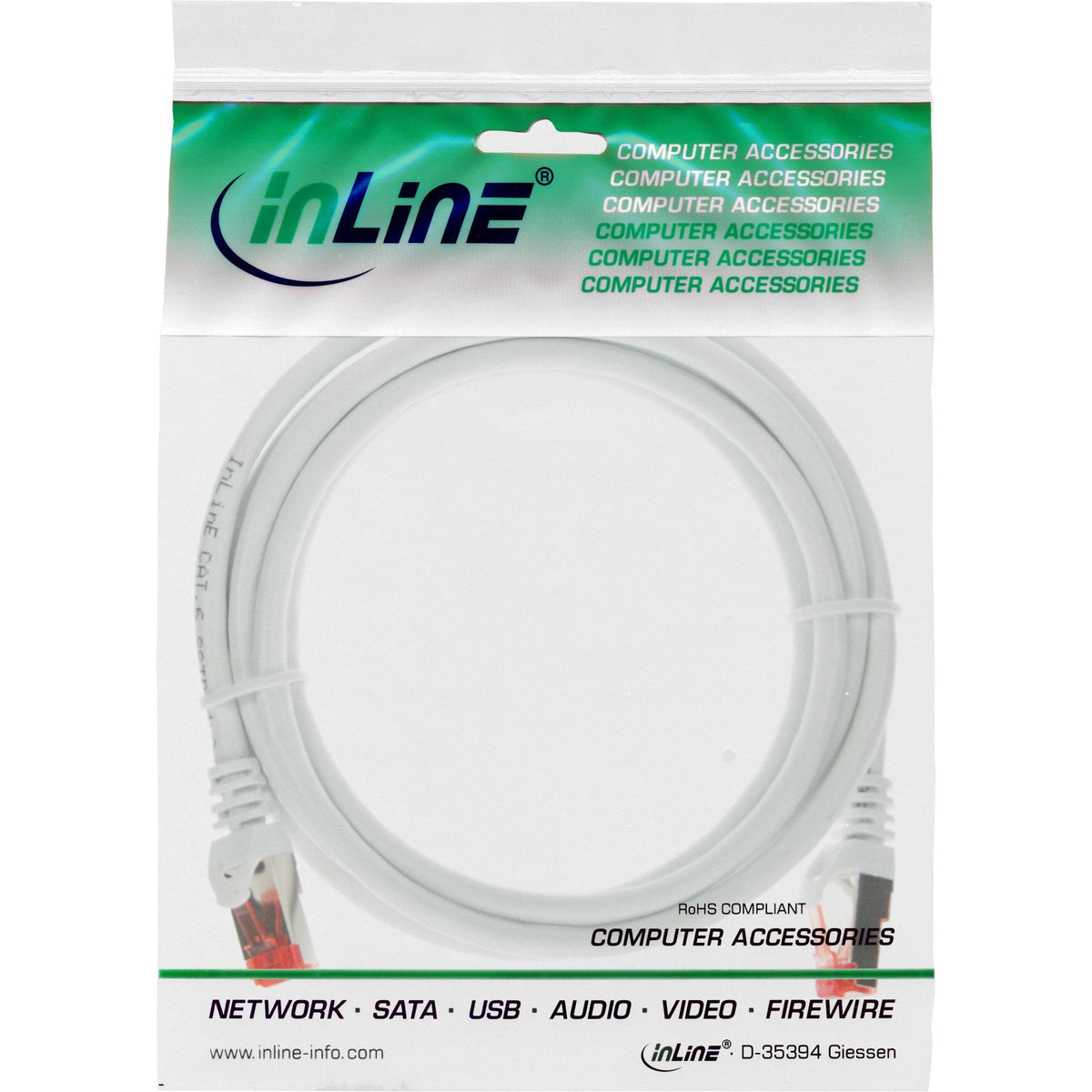 Cable De Red Inline S/Ftp Pimf Cat.6 250mhz Pvc Cca Blanco 2m