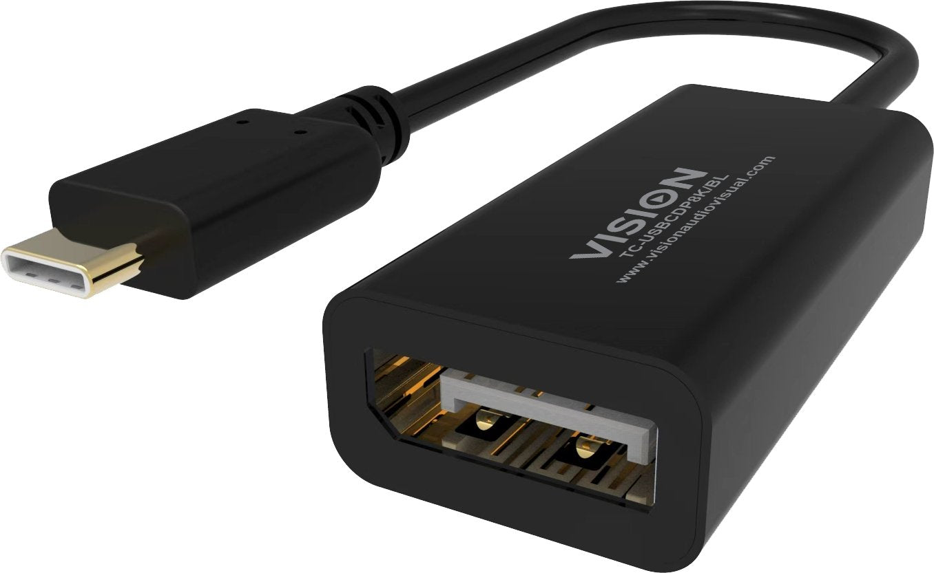 Vision Adaptador De Vídeo Usb-C Macho A Displayport Hembra 15 Cm Negro Admite 8k60hz (7680 X 4320)