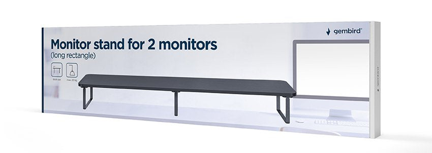 Gembird Ms-Table2-01 Soporte De Monitor Para 2 Monitores (Rectángulo Largo) Negro
