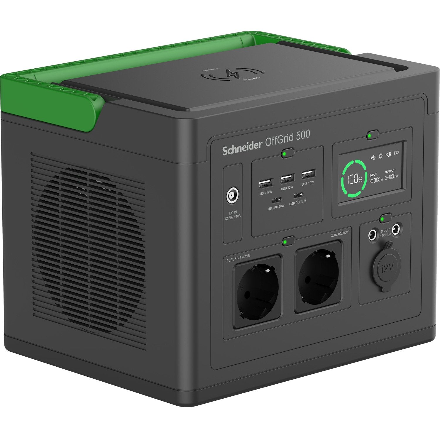 Stacja Zasilania Pps500-Gr Schneider Offgrid Portable Power Station 500, 517wh Lithium-Ion, 2 Schuko, Sinewave