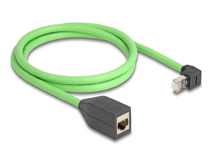 Delock 80883 Cable De Extensión De Red Rj45 Cat.6a Macho Acodado Hacia Arriba A Hembra Sf/Utp Adecuado Para Cadenas De Arrastre Pur (Tpu) 1 M Verde