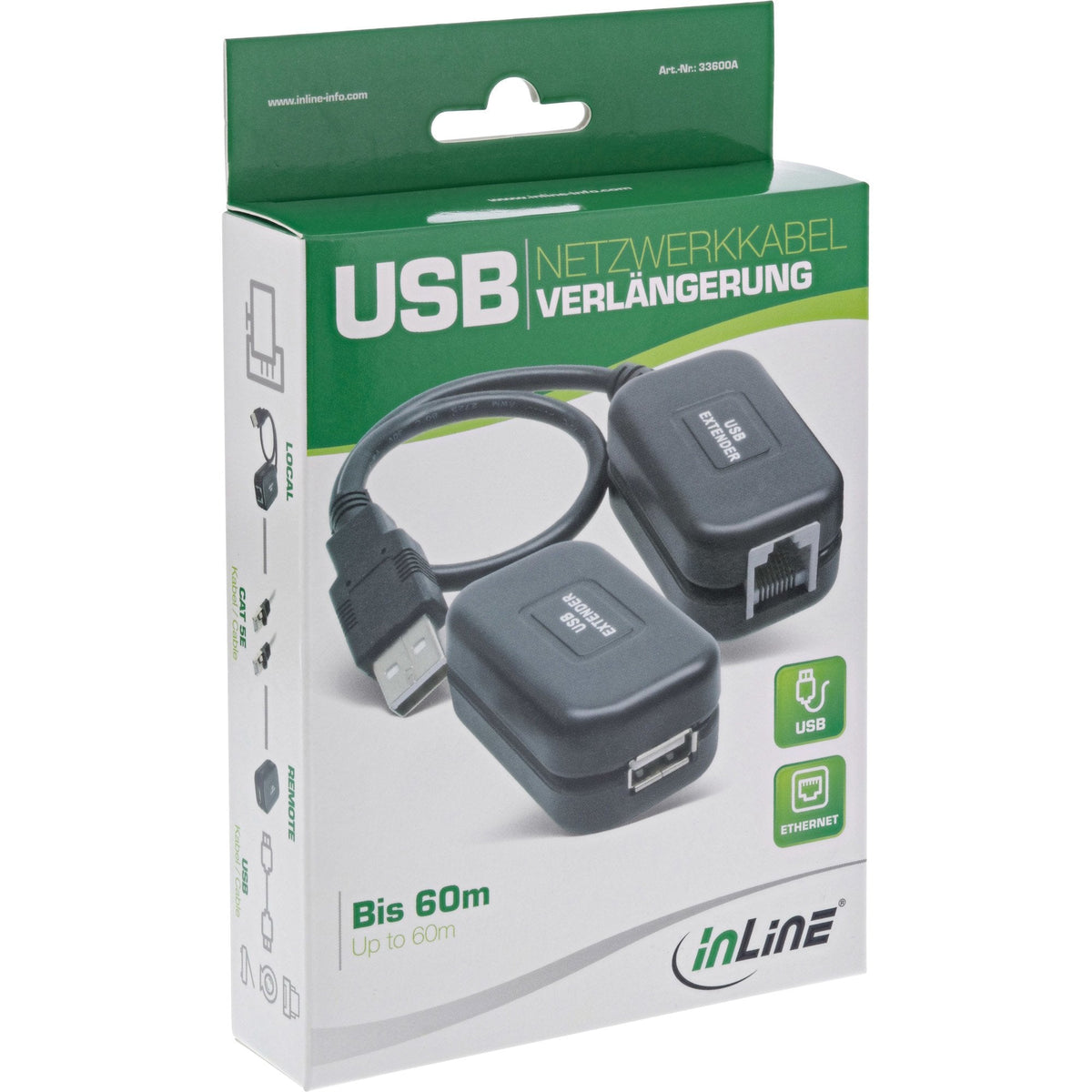 Extensor Usb Inline De Hasta 60 M Sobre Cable De Red  Rj45 Cat.5e O Superior