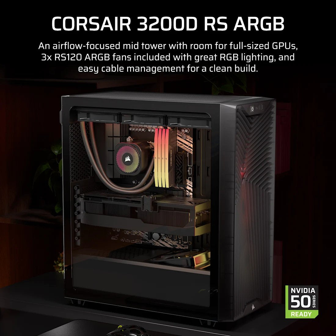 EAN 0840440419686 - Corsair 3200D RS ARGB Mid-Tower PC Case - Smoke Midi Tower Negro imagen 4