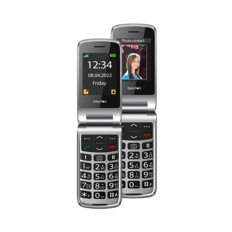 Beafon Sl605 - 2g, Silver Line, Grosstastenklapphandy, Negro-Silber
