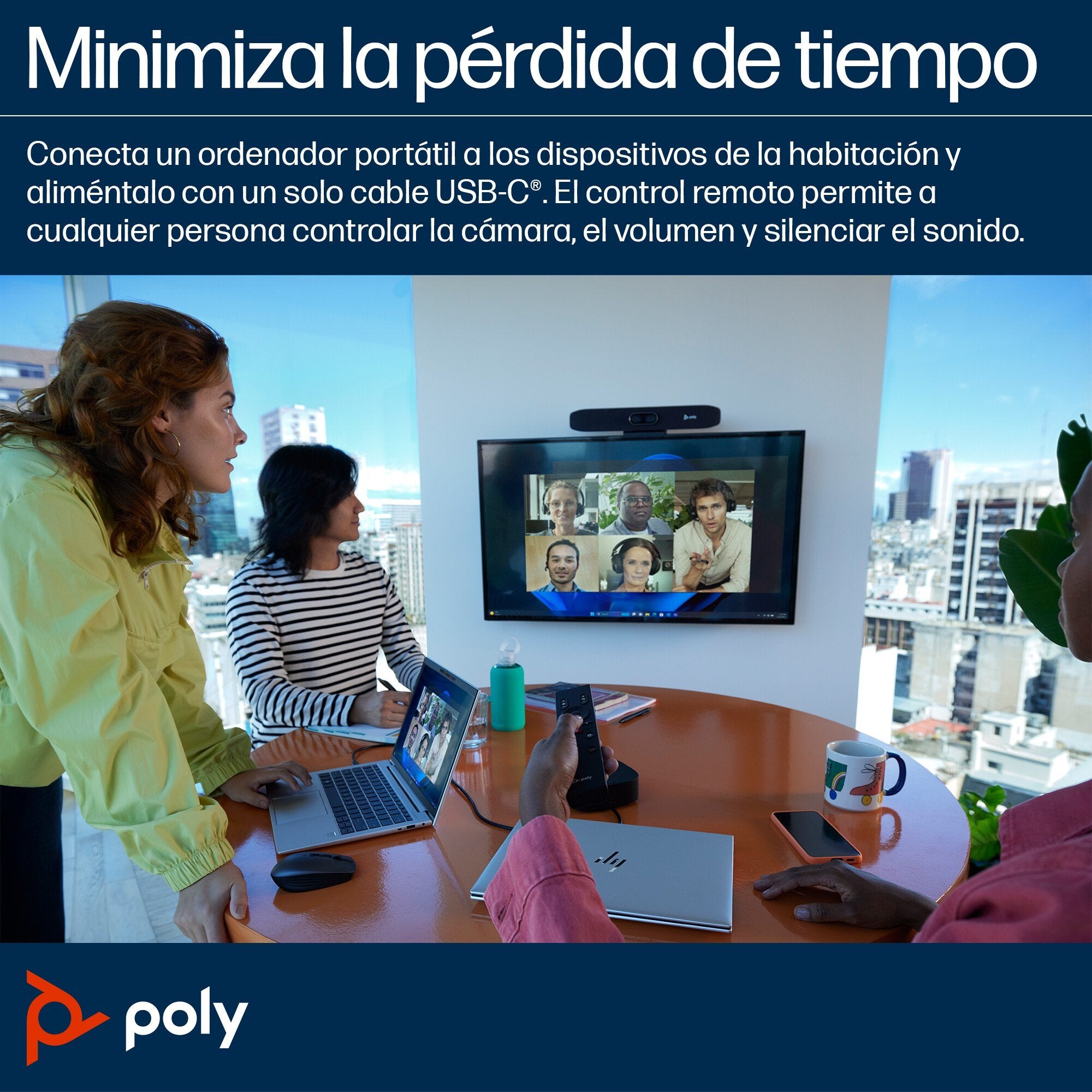Poly Studio R30 Barra De Vídeo Con Usb Certificado Por Zoom Certificado Para Equipos De Microsoft Certificado Por Google Meet Arena Con Hp Usb-C Dock G5