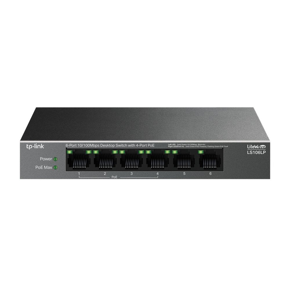 Switch No Gestionable Tp-Link Ls106lp Litewave 6p 10/100 4p Poe+ Sobremesa Carcasa Metal No Rack