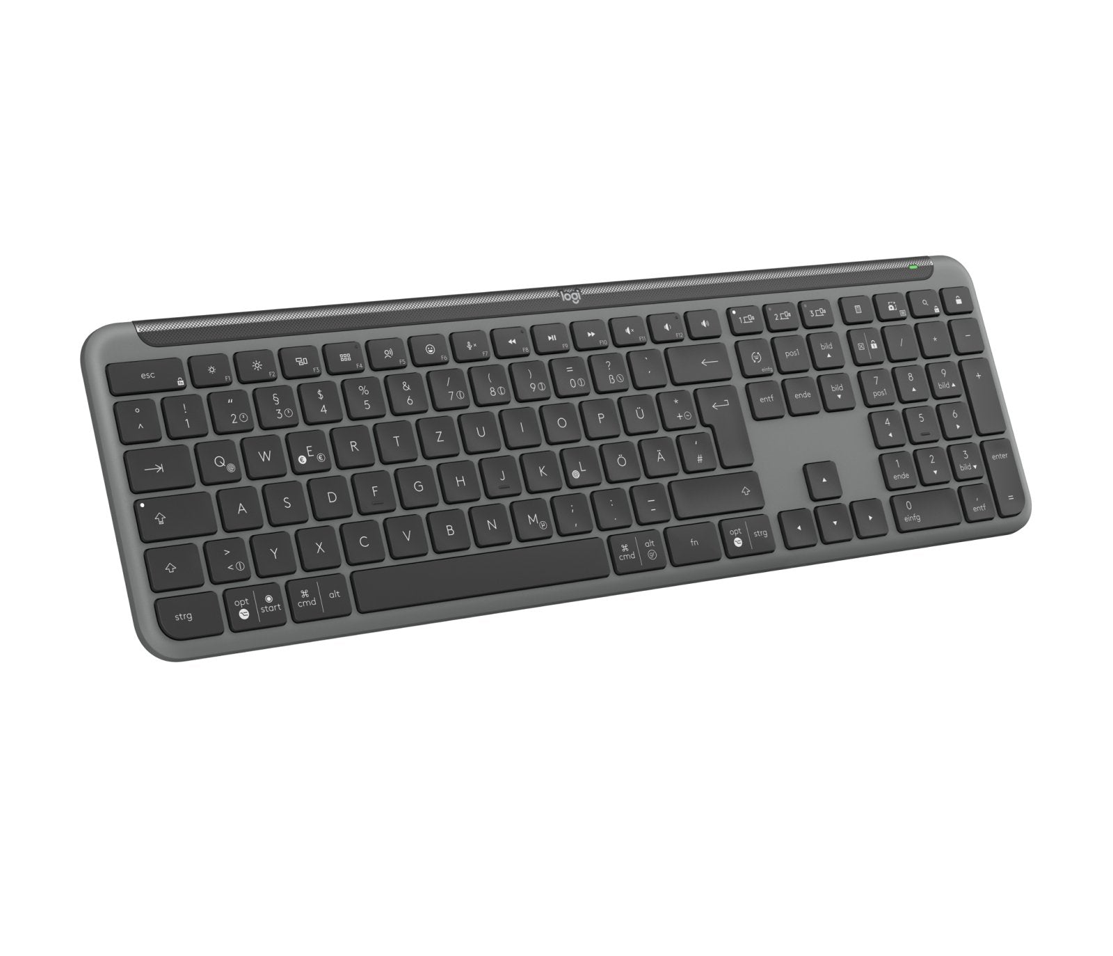 Teclado Alemán Logitech K950 Signature Slim Rf Wireless + Bluetooth Qwertz Grafito