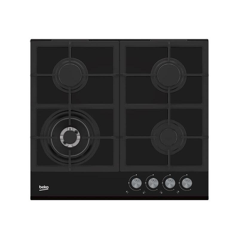 Beko Hilw64235s Hob, Gas, Width 58,5 Cm, 4 Cooking Zones, Mechanic Control, Black