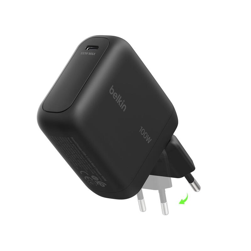 Belkin 100w 1c Gan Wall Charger Bk Foldable Eu Plug
