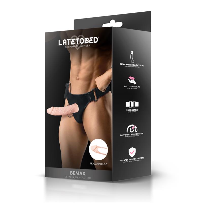 Bemax Arnés Con Dildo Hueco Desmontable, Vibración Y Control Remoto