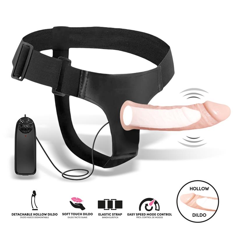 Bemax Arnés Con Dildo Hueco Desmontable, Vibración Y Control Remoto