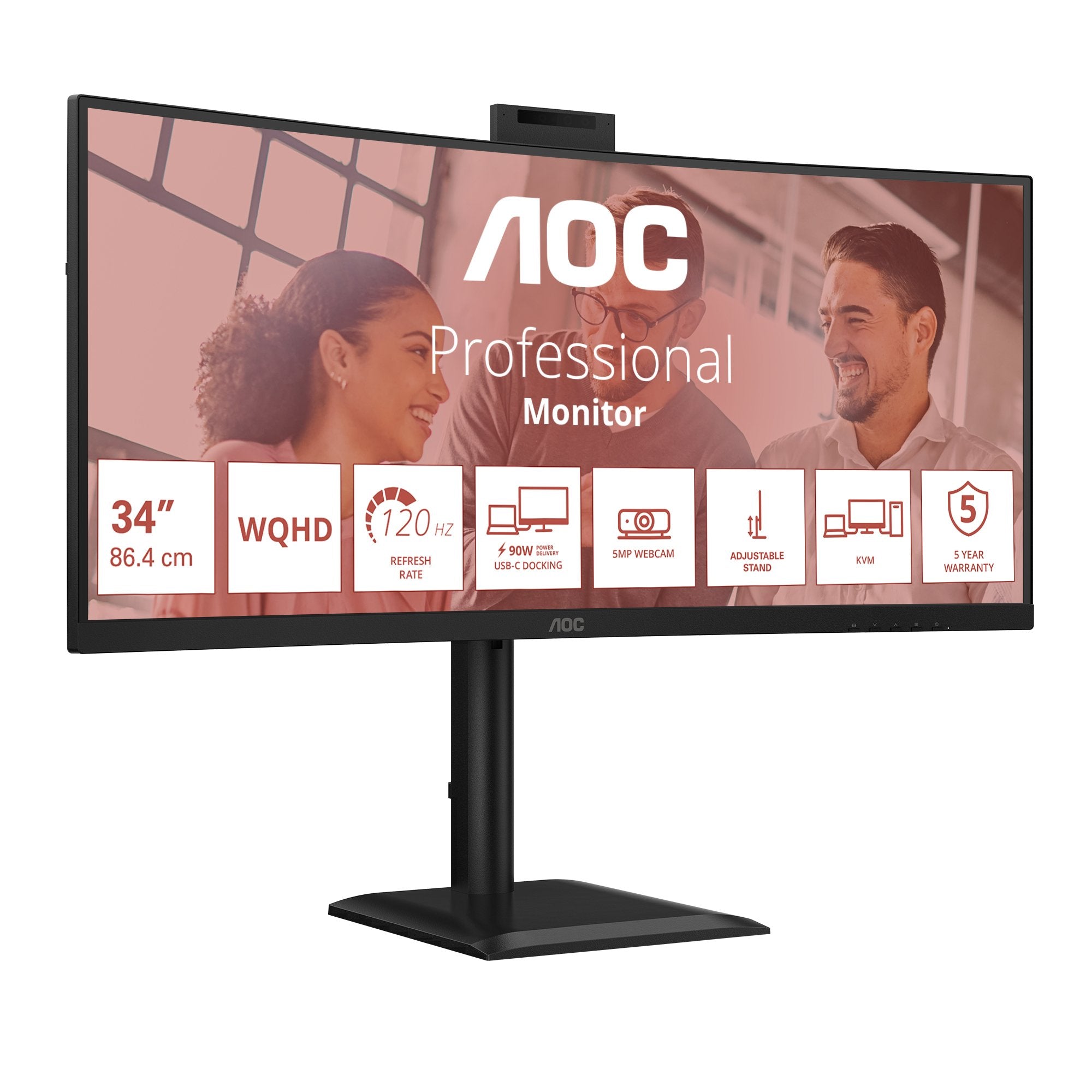 EAN 4038986112963 - AOC CU34E4CW/75 pantalla para PC 86,4 cm (34") 3440 x 1440 Pixeles Negro imagen 3