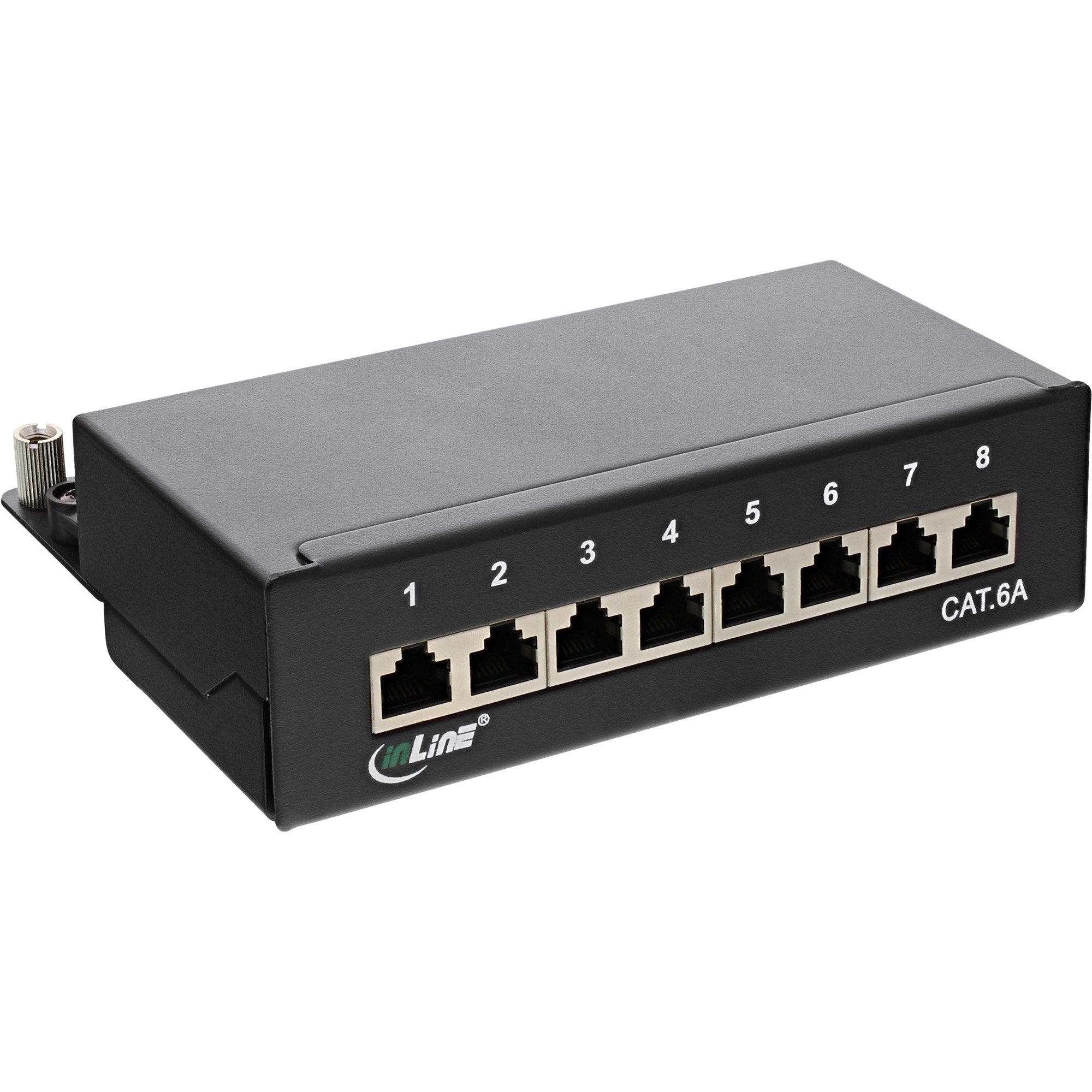 Inline Patch Panel Cat.6a Montaje De Mesa/Pared 8 Puertos Negro Ral9005