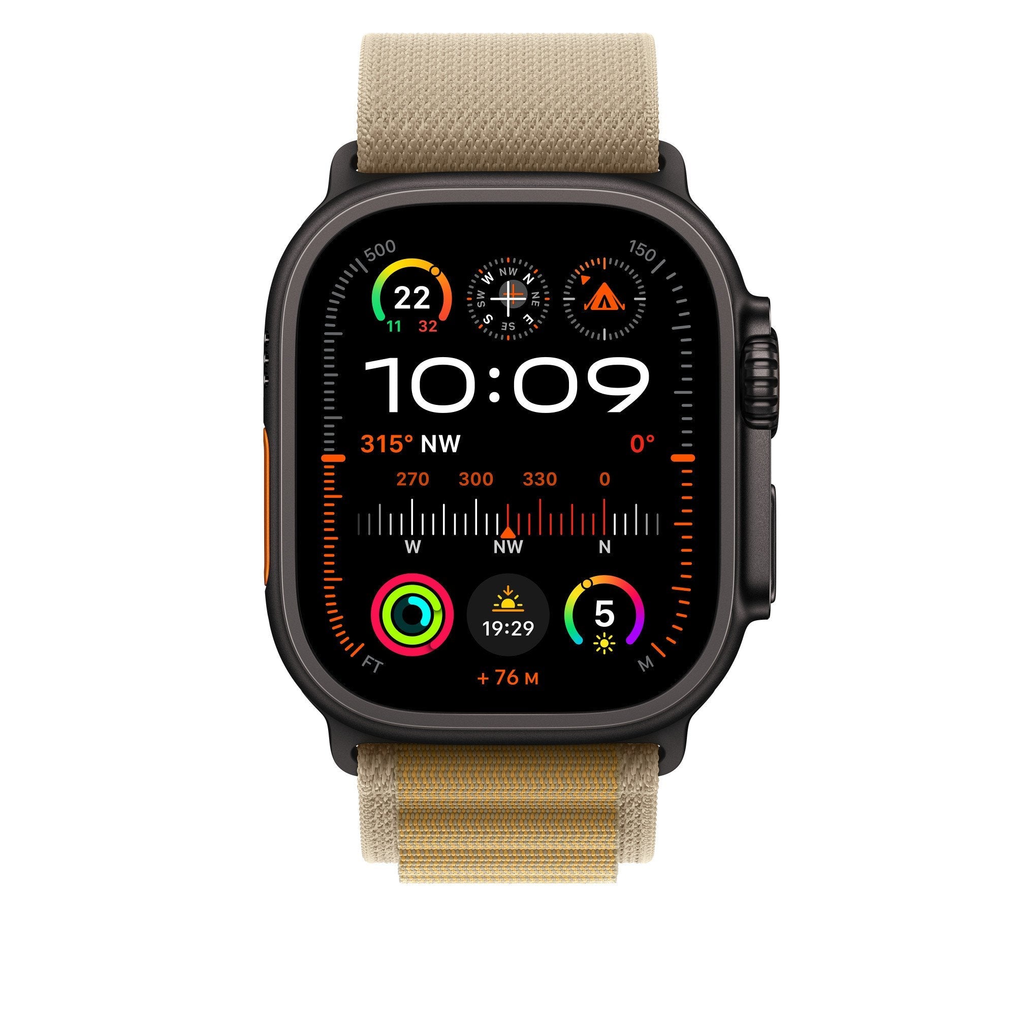 Apple 49mm Tan Alpine Loop - Medium - Black Titanium Finish
