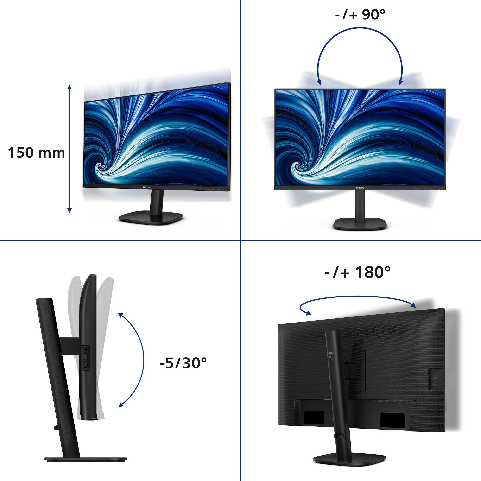 Monitor Philips 3000 Series 27b2u3601/00 27" 2560 X 1440 Pixeles Quad Hd Lcd Negro