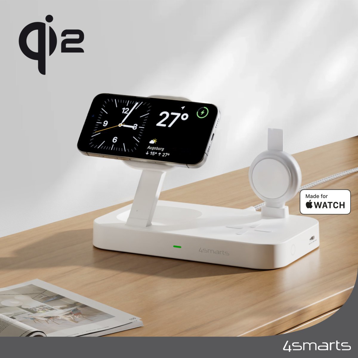 EAN 4252011908004 - 4smarts Qi2 Universal Blanco Corriente alterna Cargador inalámbrico Carga rápida Interior imagen 2