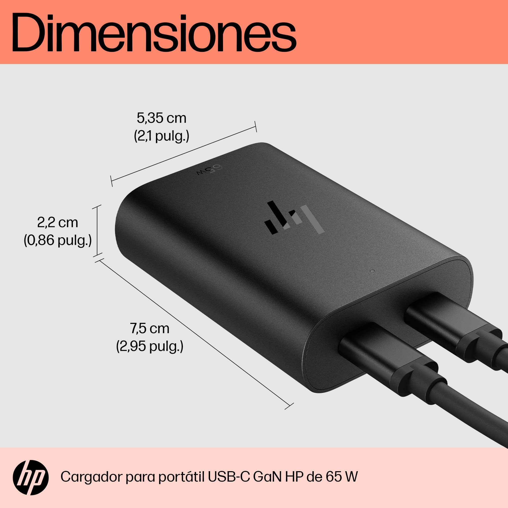 EAN 0196337695078 - HP 65W Gallium Nitride USB-C Laptop Charger adaptador e inversor de corriente Interior Negro imagen 6