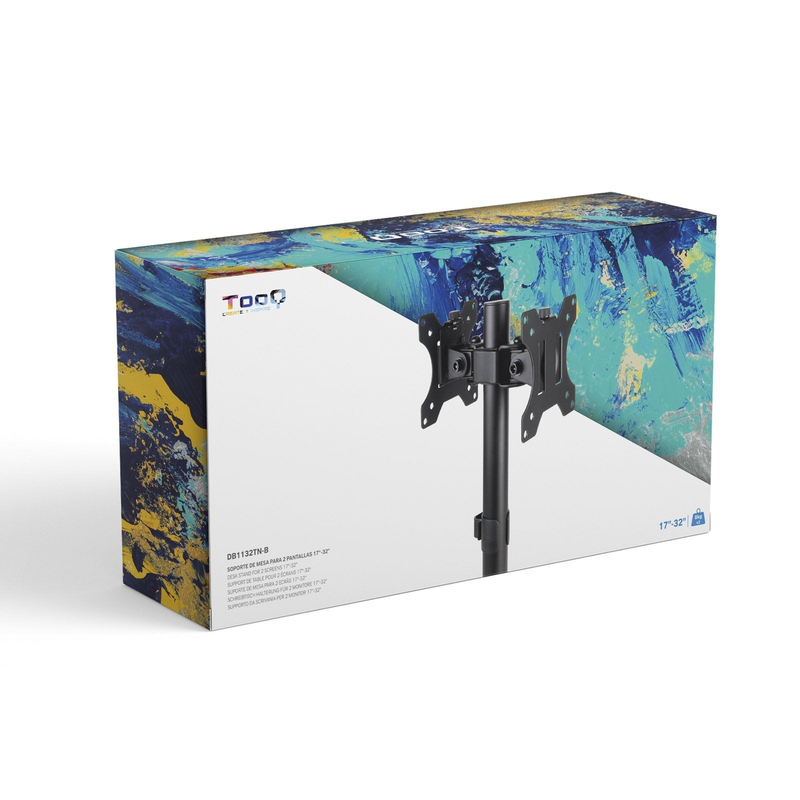 Soporte Mesa 2 Pantallas Gira Incli 17-32 Negro