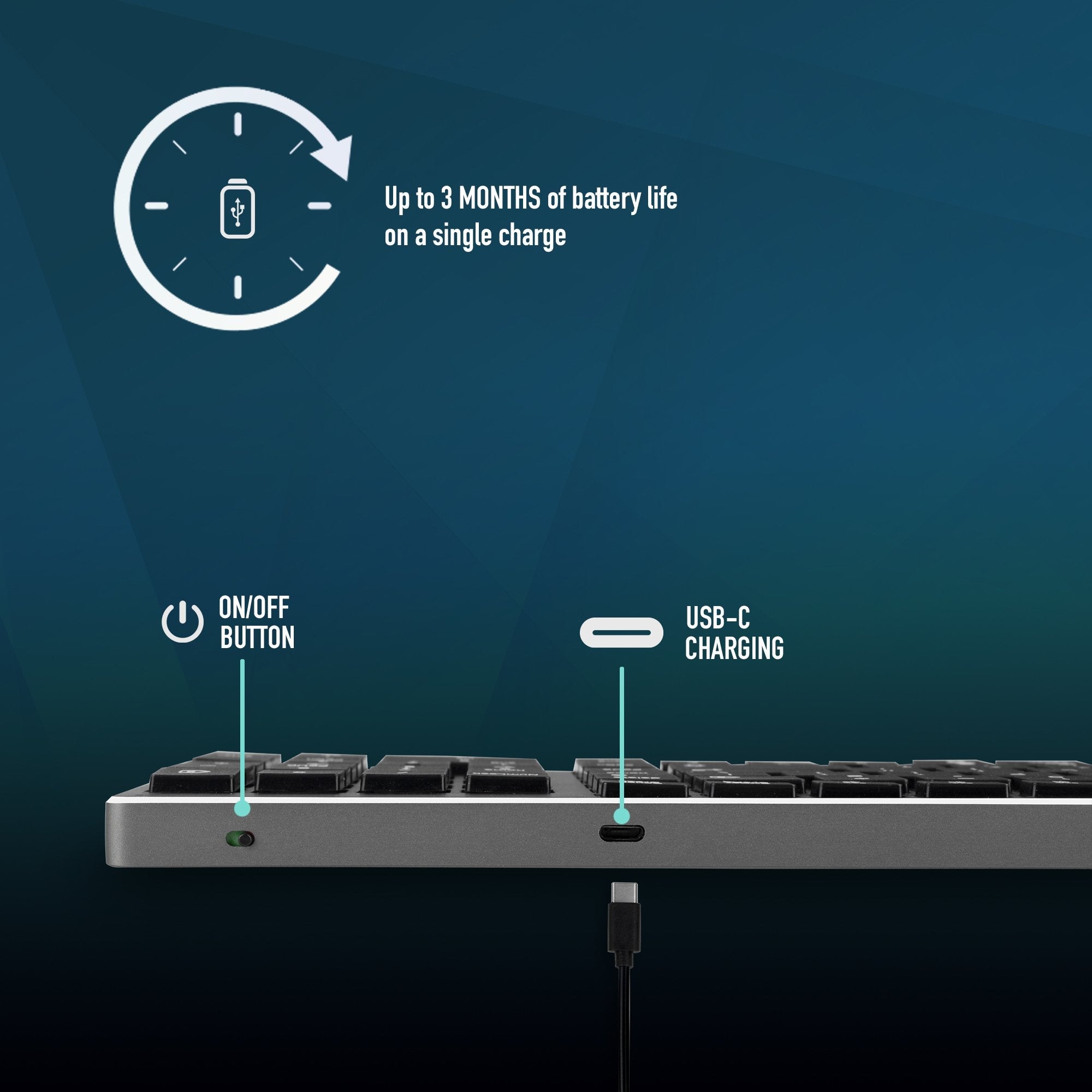 Ngs Fortune-Bt Teclado Multidispositivo Inalambrico Usb Bluetooth - Portugues - Silencioso - Teclas X-Type - Bateria