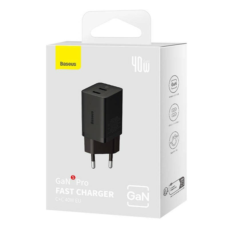 EAN 6932172627904 - Baseus GaN5 Pro 40W Universal Negro Corriente alterna Carga rápida Interior imagen 5
