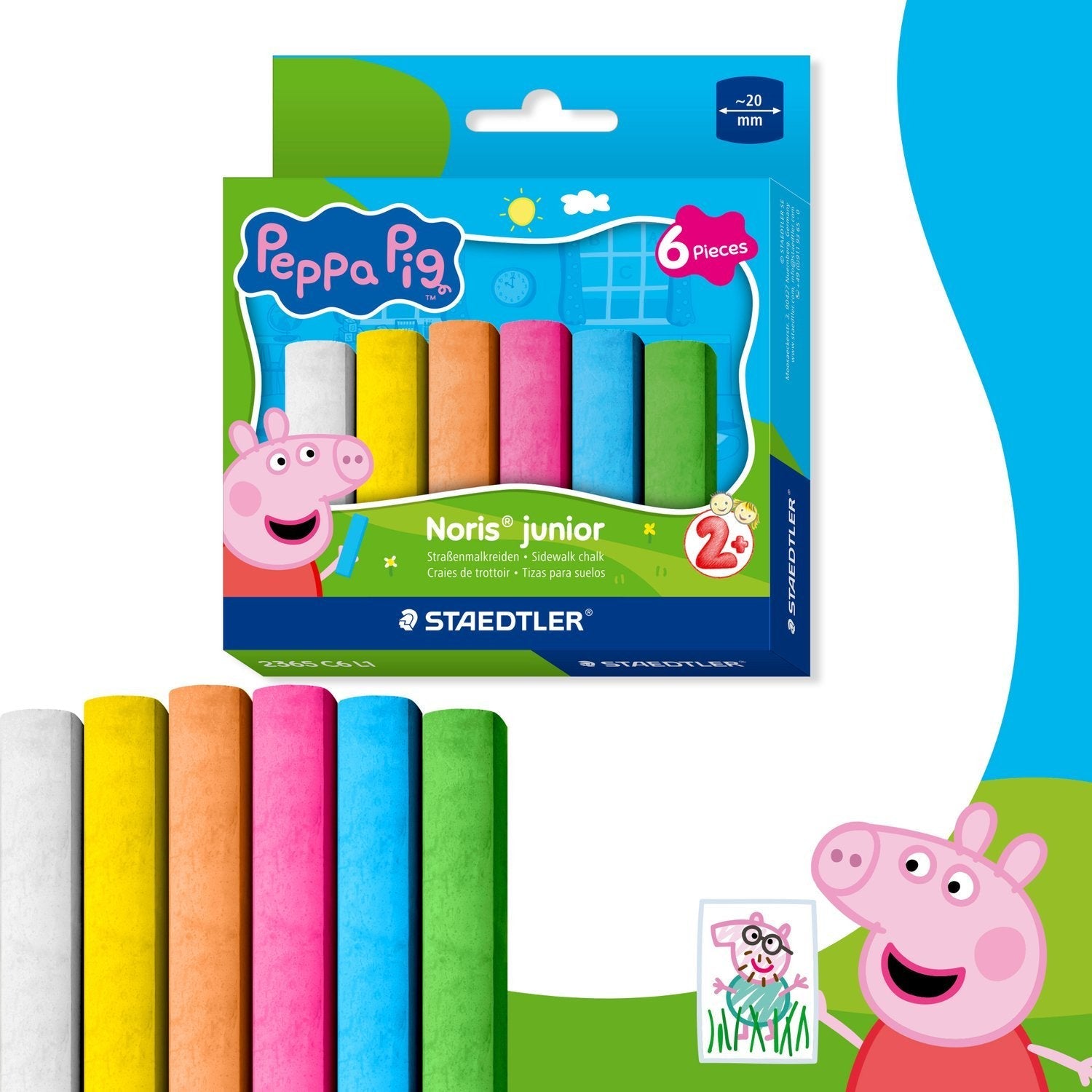 Staedtler Noris Junior Tizas Para Suelo Peppa Pig Set De 6  Para Aceras Y Asfalto  Para Niños Para Grandes Superficies  Perfectas Para Manos Pequeñas