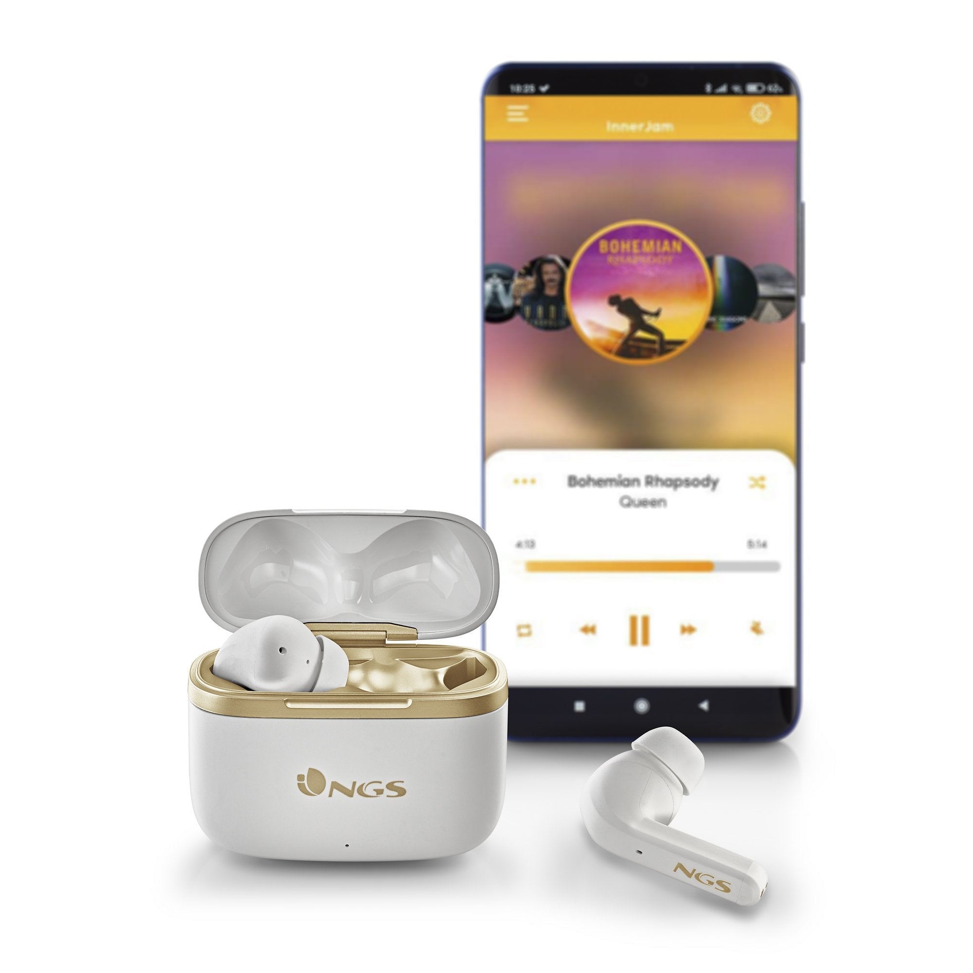 Ngs Anc Bt Earphones Artica Trophy White Auricular Con Cancelación De Ruido -Compatible Con Tws- Autonomía De Hasta 20 Hrs -Botones Táctiles
