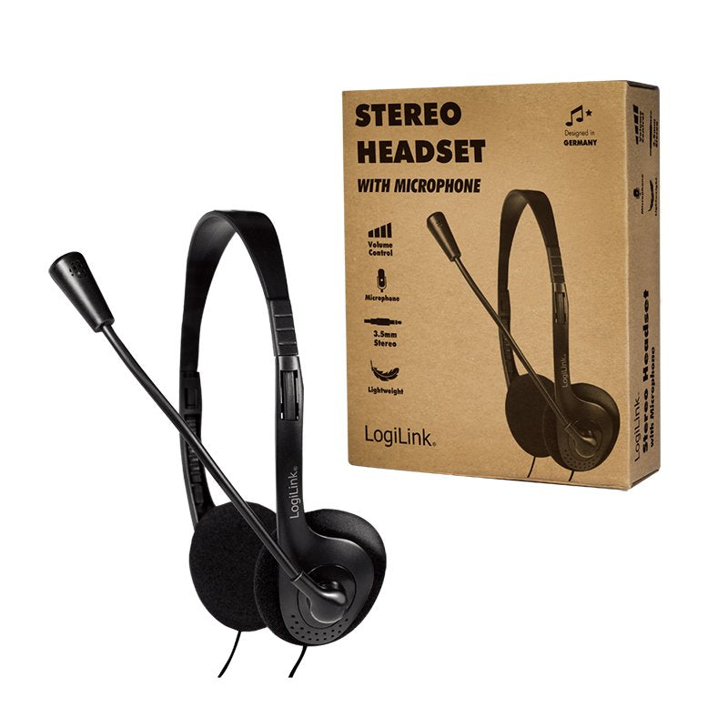 Auriculares Logilink Hs0052 On-Ear  3.5mm  Negro, 1.8m Cable