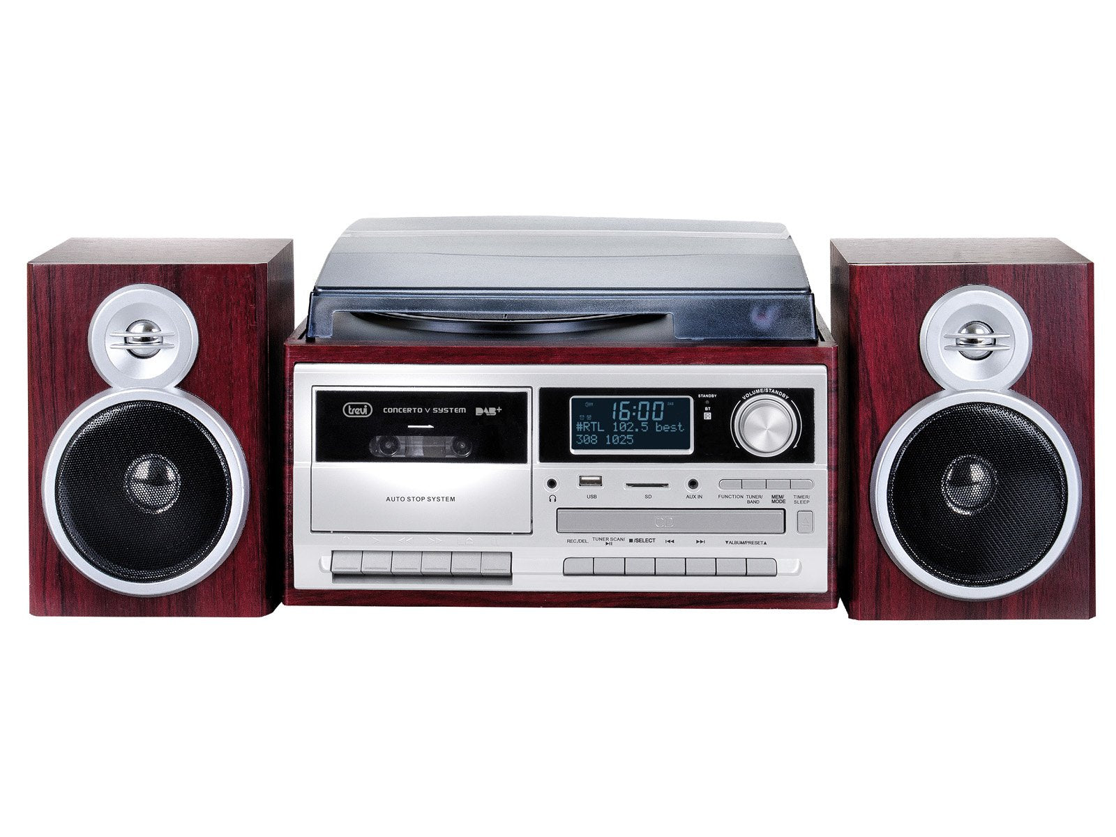 Trevi Tt 1072 Dab - Sistema De Tocadiscos Estéreo Bluetooth Con Receptor Digital Dab/Dab+  25w Rms