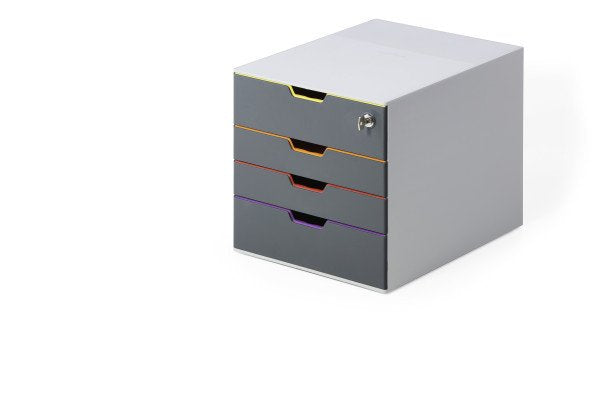 Cajón Durable Con Cerradura Varicolor 4 Compartimentos Multicolor