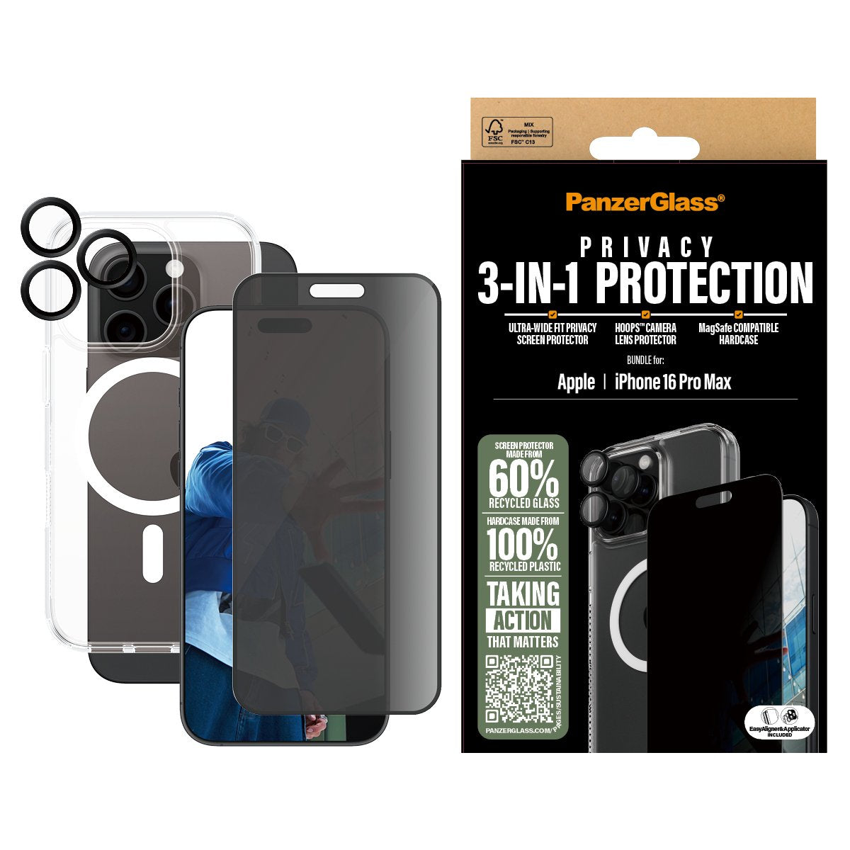 EAN 5715685003462 - PanzerGlass ® 3-in-1 Privacy Protection Bundle iPhone 16 Pro Max Protector de pantalla Apple 1 pieza(s) imagen 2