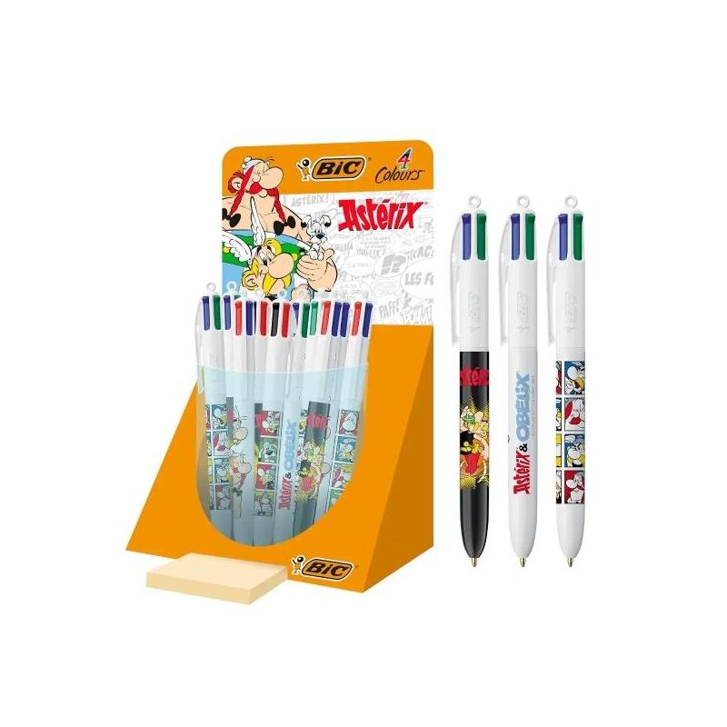 Bic 4 Colours Asterix Expositor Con 30 Boligrafos De Bola Retractil Diseã±Os Comic Asterix - Punta Media De 1.0mm - 3