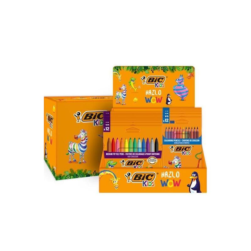 Bic Rotuladores Y Lápices De Colores Kids Hazlo Wow Expositor 12 +12 Estuches De 12 Ud C/Surtidos