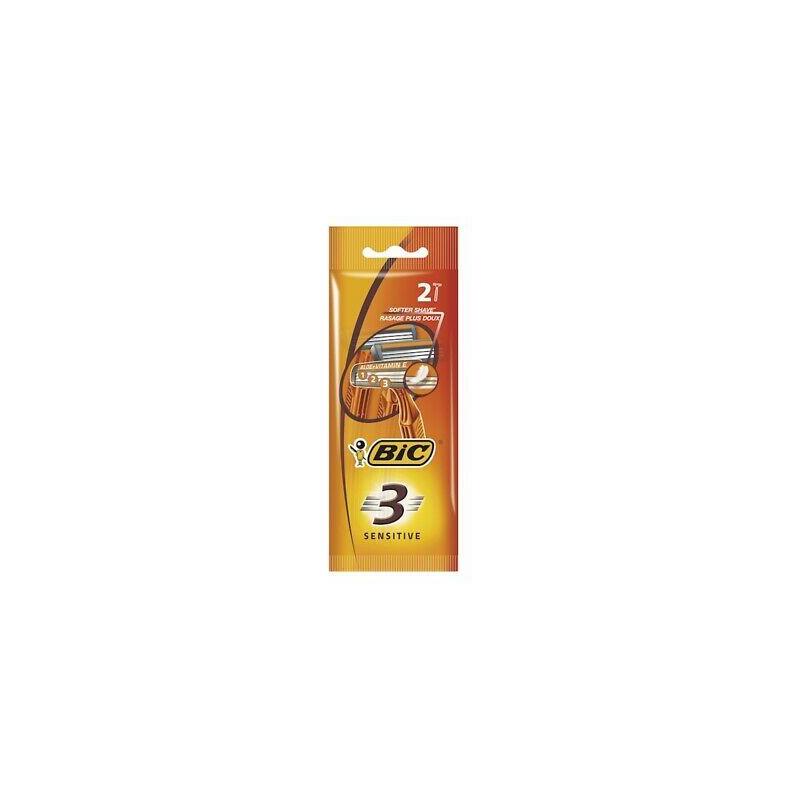 Bic Sensitive 3 Pack De 2 Maquinillas De Afeitar Desechables De 3 Hojas - Tira Lubricante Con Aloe Vera