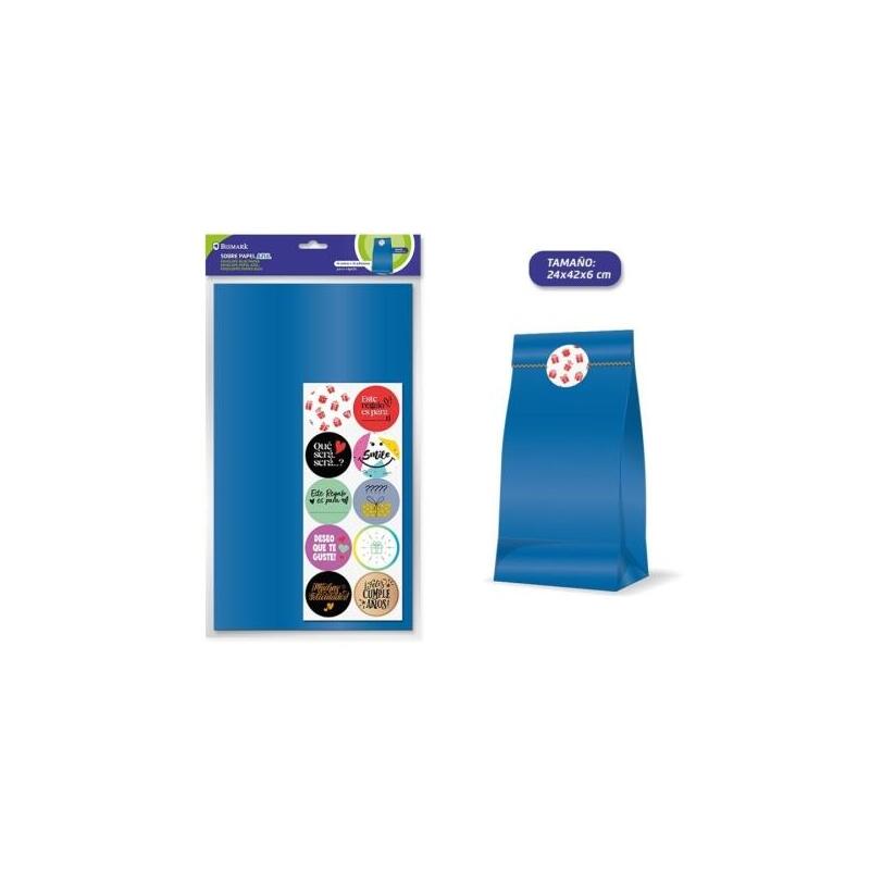 Bismark Pack De 10 Sobres Papel Kraft 50grs Con 10 Pegatinas Para Cierre - Medidas 24x42x6cm - Ideal Para Regalos -