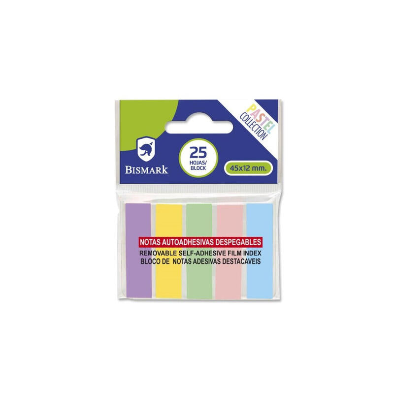 Bismark Pack De 125 Indices Adhesivos 45mm X 12mm - Colores Pastel Surtidos