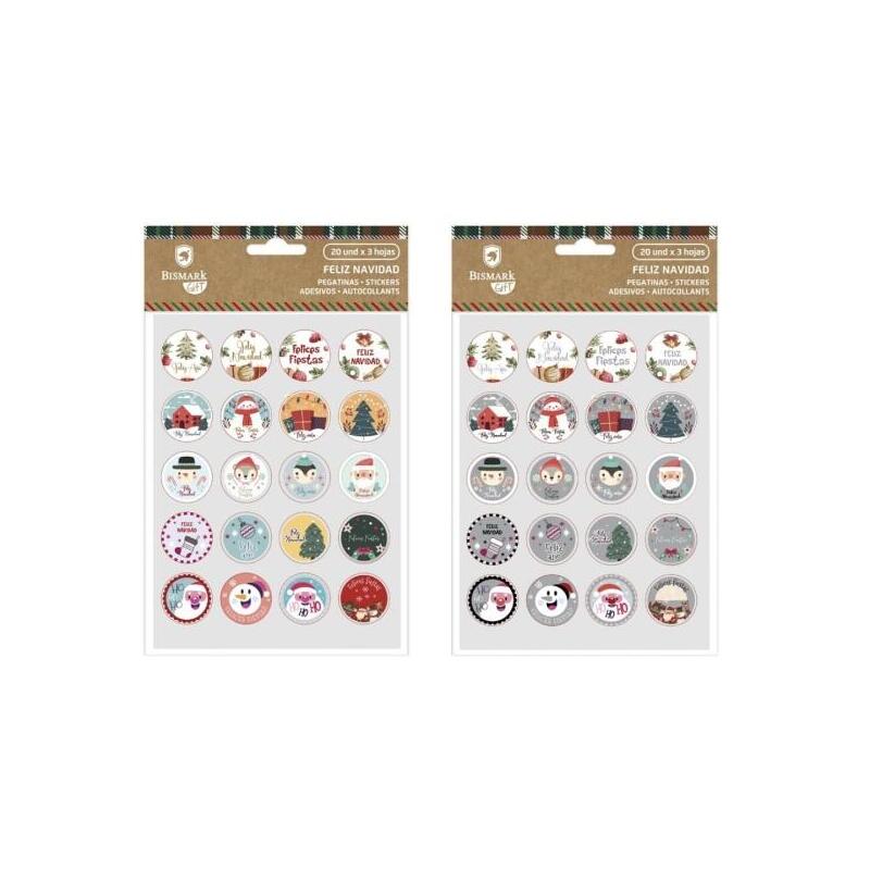 Bismark Pack De 60 Pegatinas Navideñas - Ideales Para Decorar Regalos