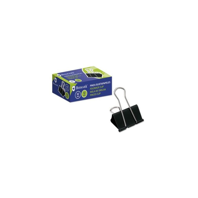 Bismark Pinza Sujetapapeles Metalica De 32mm - Pala Abatible - Color Negro