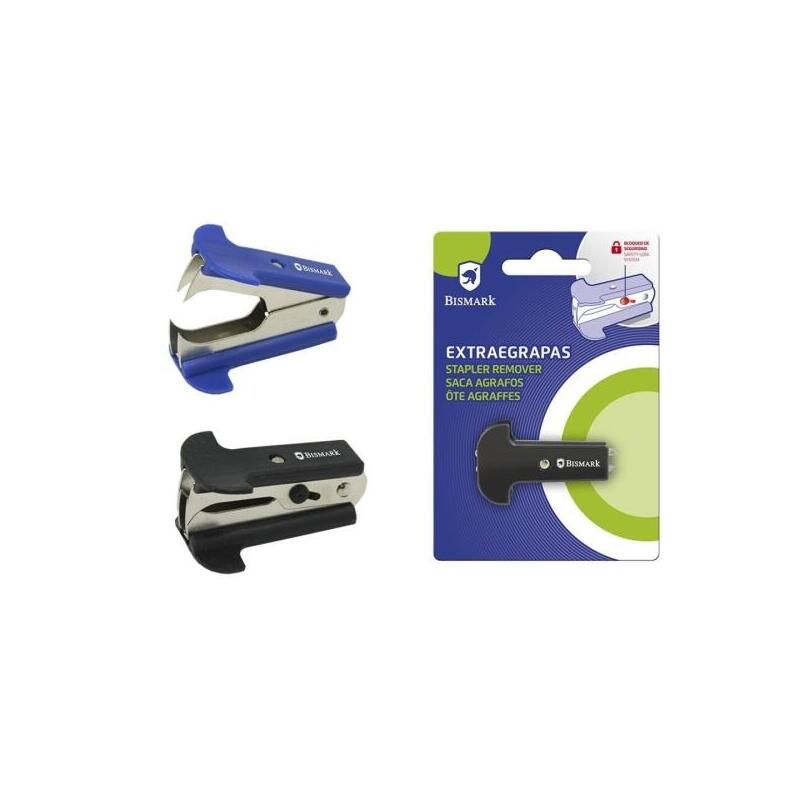 Bismark Quitagrapas Tipo Pinza - Cuerpo Metalico Con Empuñadura De Plastico - Cierre De Seguridad - Colores Azul Y