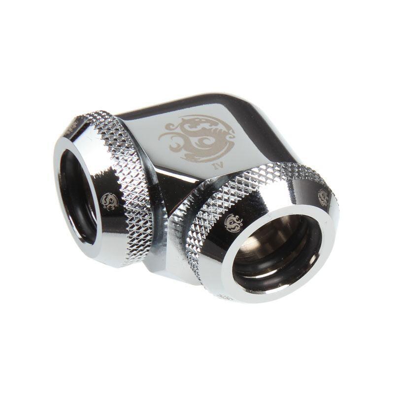 Bitspower Multi-Link Adapter 90 Grad 12mm Ad A 12mm Ad Hardtube - Plateado Brillante