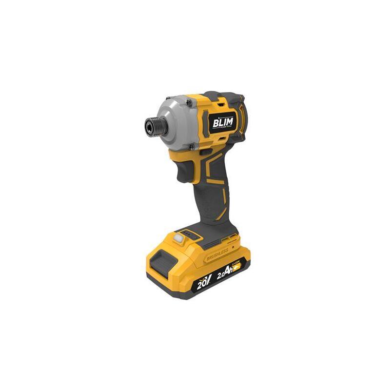 Blim Atornillador De Impacto Serie Slim S/Carbones 20v - Bateria 2ah - 220nm - Color Amarillo