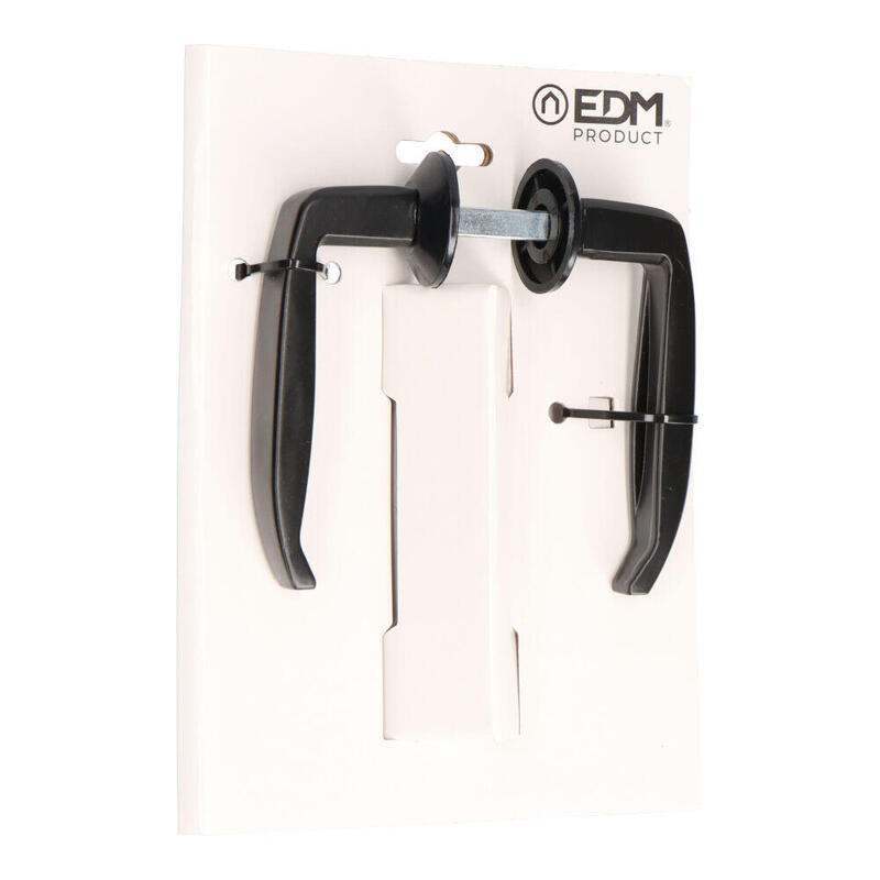 Blister Juego De Manillas Para Puerta Metalica 232 25-38mm Negro Edm