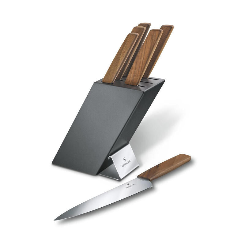 Bloque De Cuchillos Victorinox V-6.71 86.6 Swiss Modern, 6 Piezas, Hecho De Madera De Haya, Madera