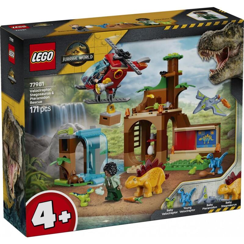 Bloques Jurassic World 77981 Welociraptor, Stegozaur Y Pteranodon - Centrum Ratunkowe